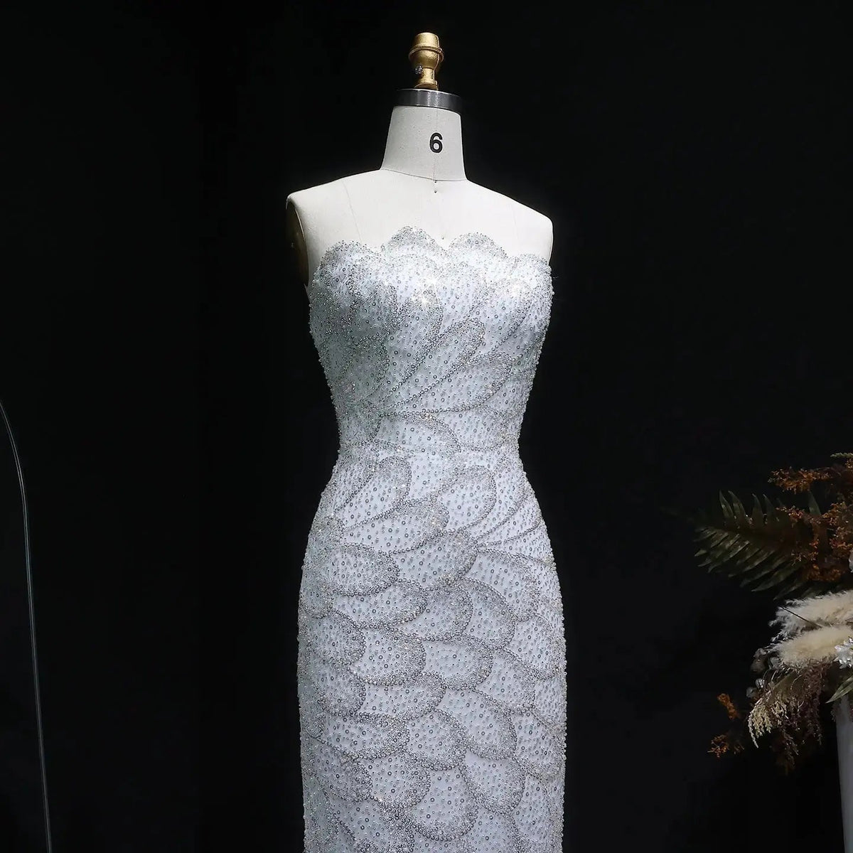 Elegant Strapless Emerald Green Evening Dress SS601