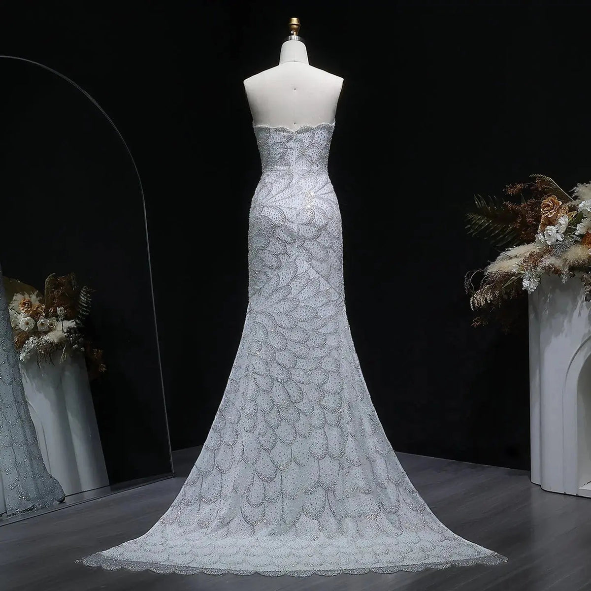 Elegant Strapless Emerald Green Evening Dress SS601