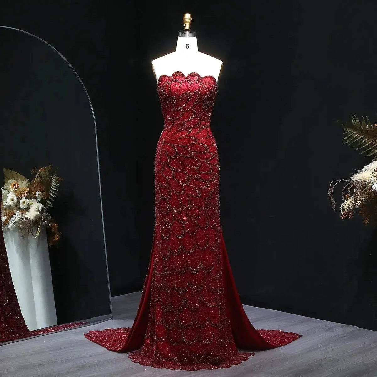 Elegant Strapless Emerald Green Evening Dress SS601