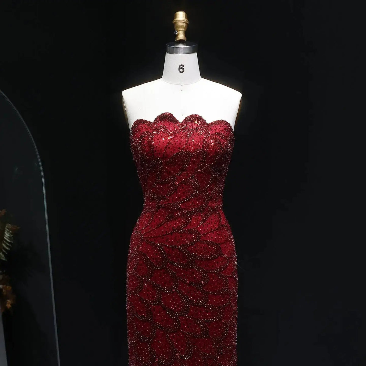 Elegant Strapless Emerald Green Evening Dress SS601