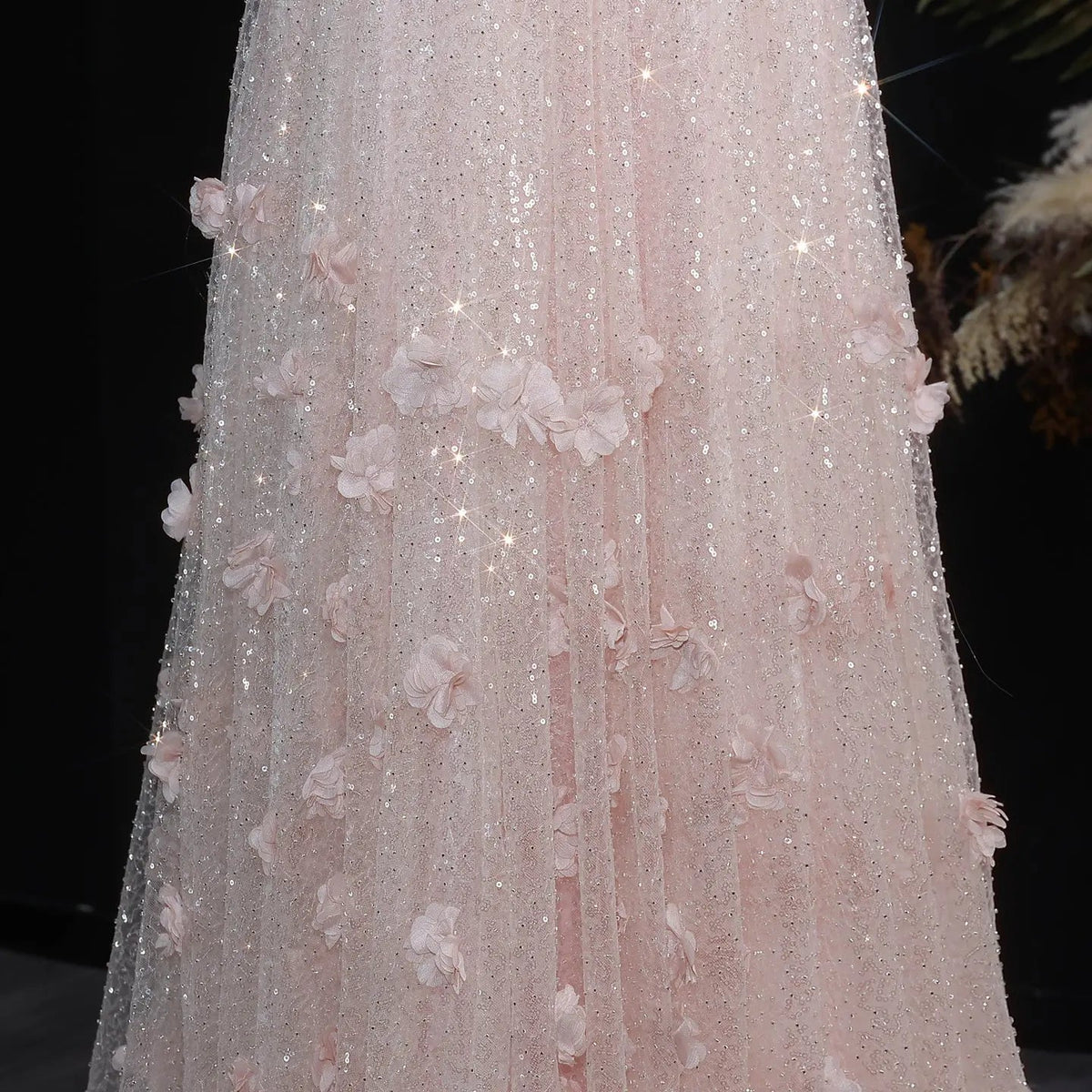 Luxury Pink Gradient Sequin Mermaid Train Evening Dress SS643