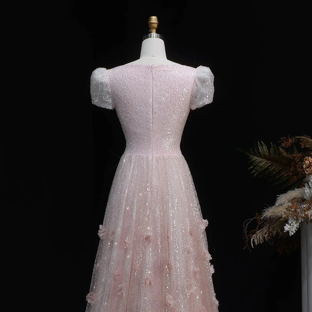 Luxury Pink Gradient Sequin Mermaid Train Evening Dress SS643