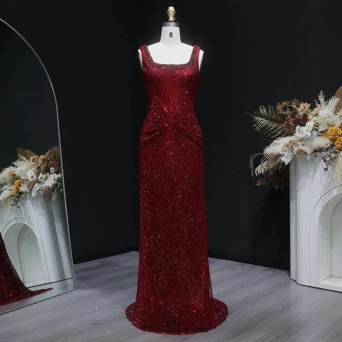 Glamorous Green Sequin Pleated Mermaid Evening Dress SS655