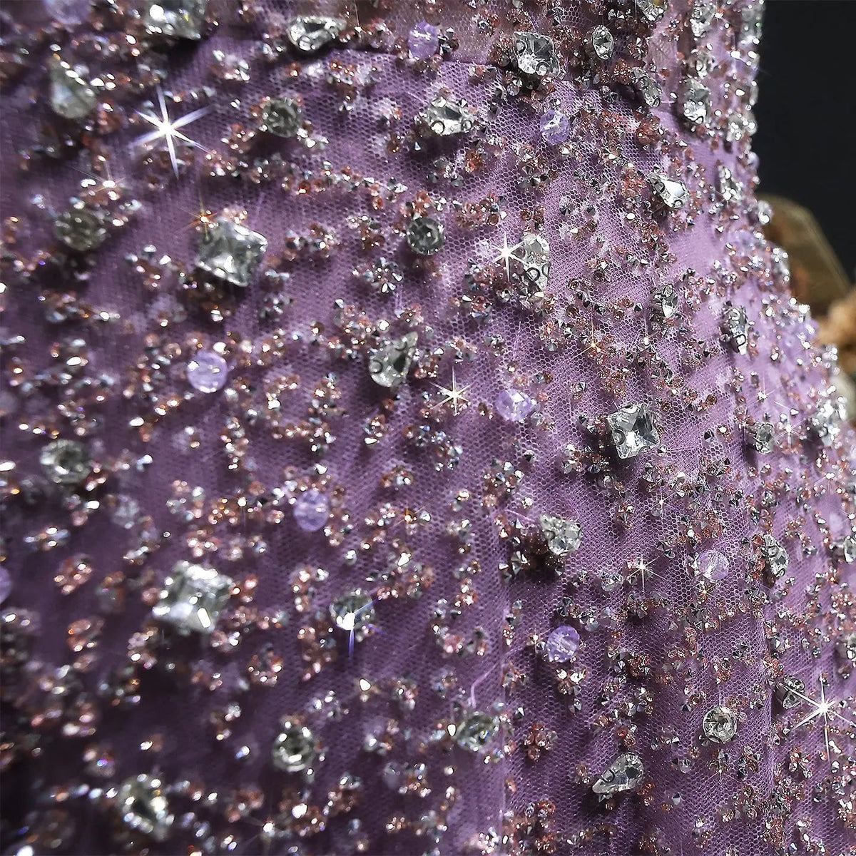 Luxury Purple Strapless Sequin Crystal A-Line Evening Dress SS703