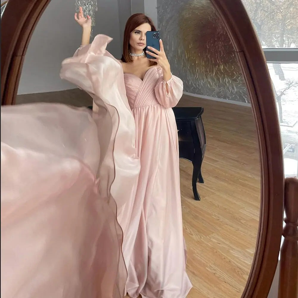 Elegant Off Shoulder White Chiffon Evening Dress SF360