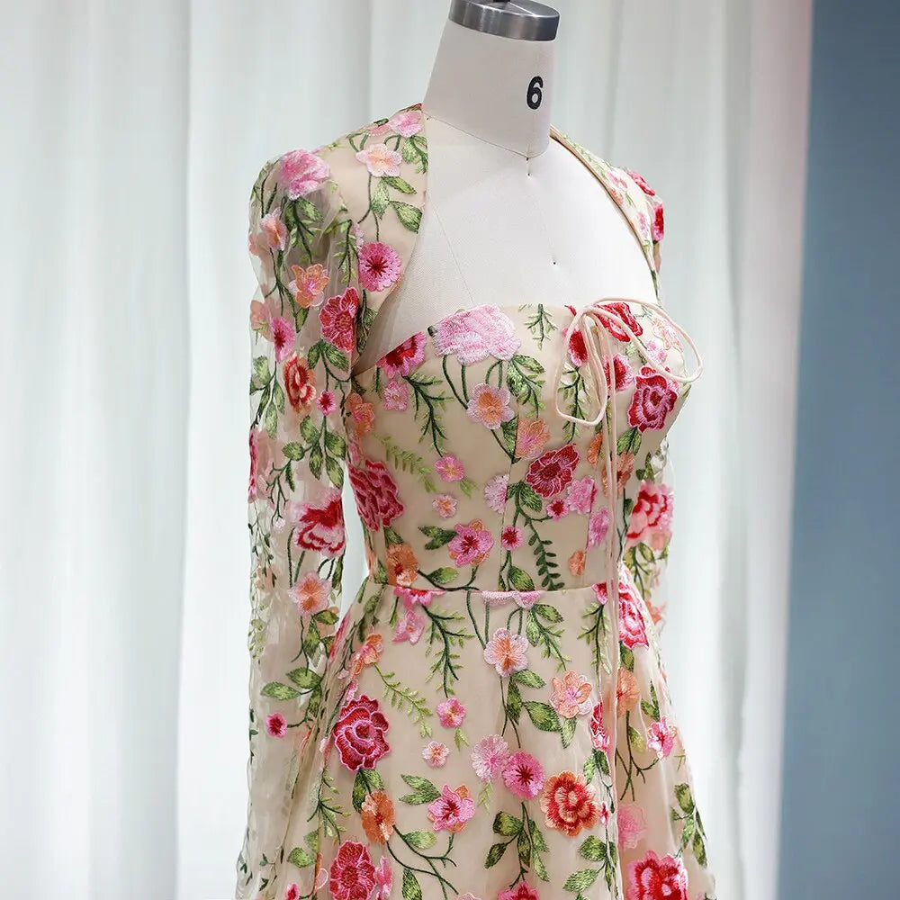 Garden Embroidery Short Evening Dress with Jacket SF237