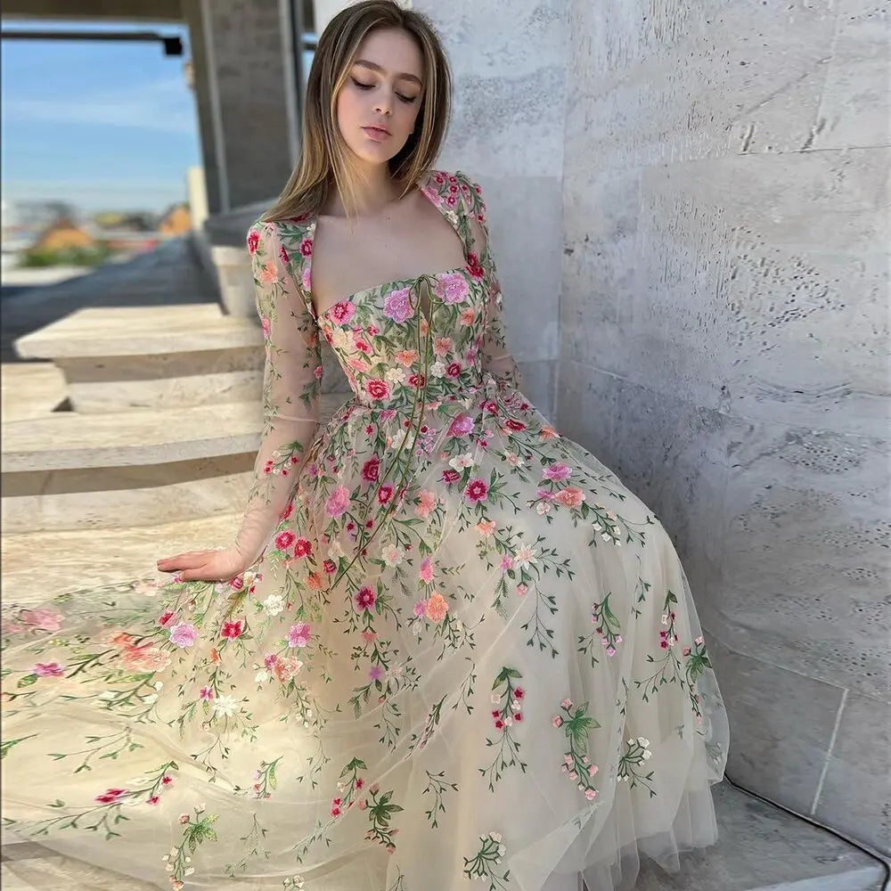 Garden Embroidery Short Evening Dress with Jacket SF237