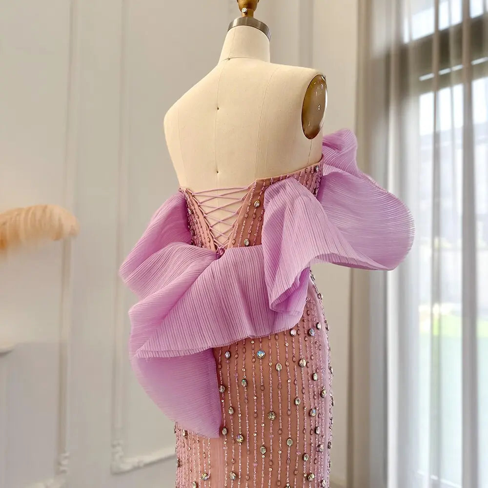 Luxury Off Shoulder Lilac Evening Dress SS327
