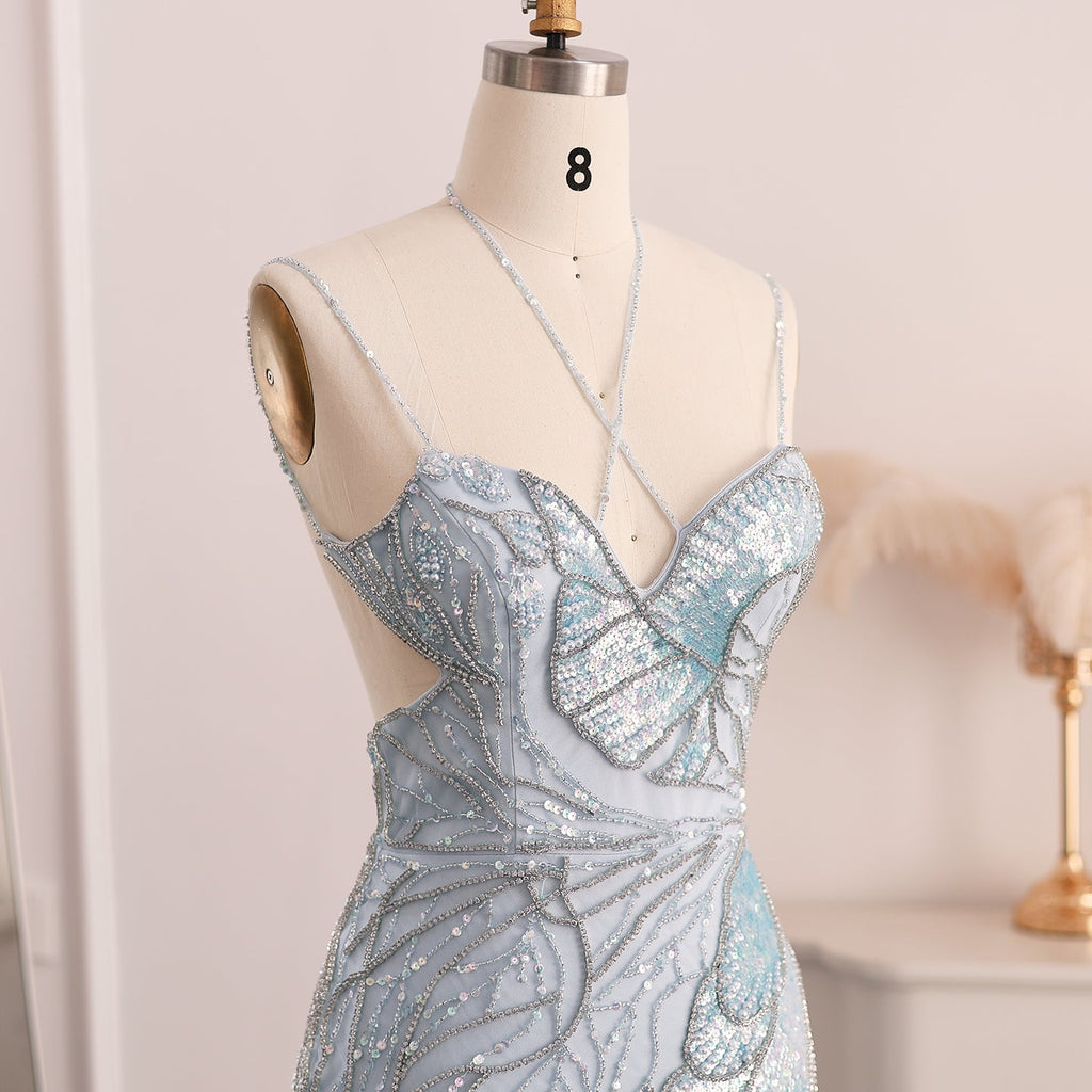 Luxury Mermaid Pink Evening Dress with Feathers Scarf SS478