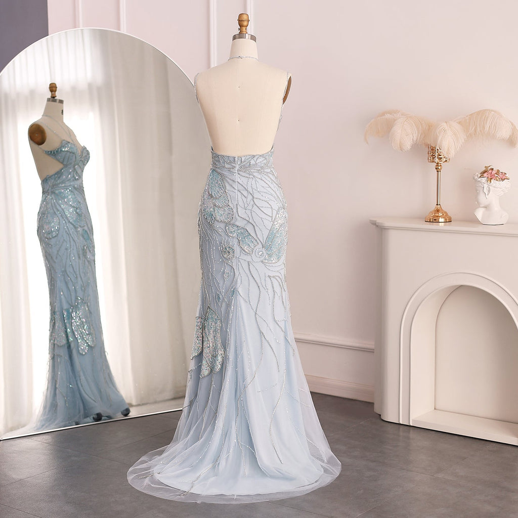 Luxury Mermaid Pink Evening Dress with Feathers Scarf SS478