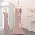 Luxury Mermaid Pink Evening Dress with Feathers Scarf SS478
