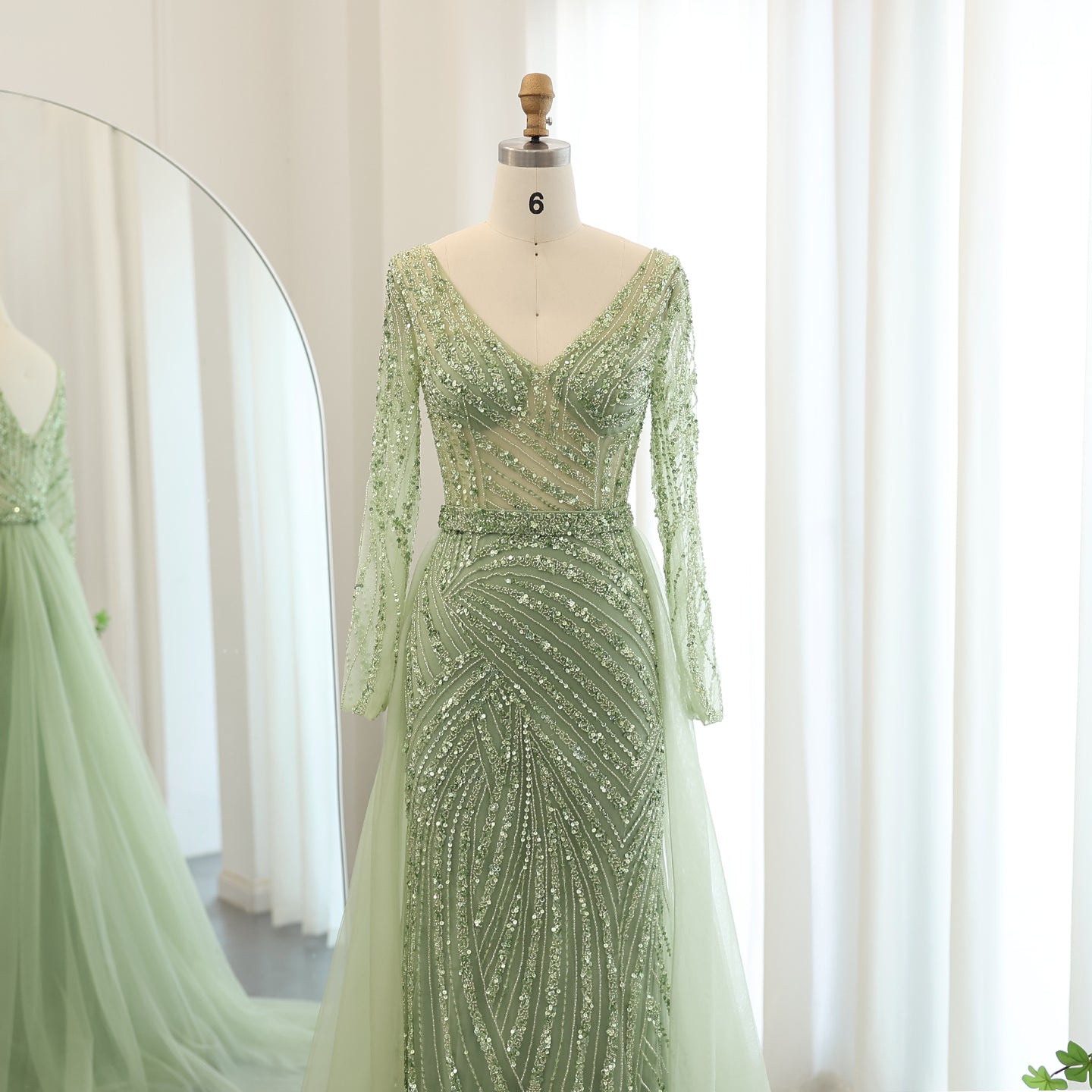 Luxury Blue Mermaid Evening Dresses with Detachable Skirt SS432