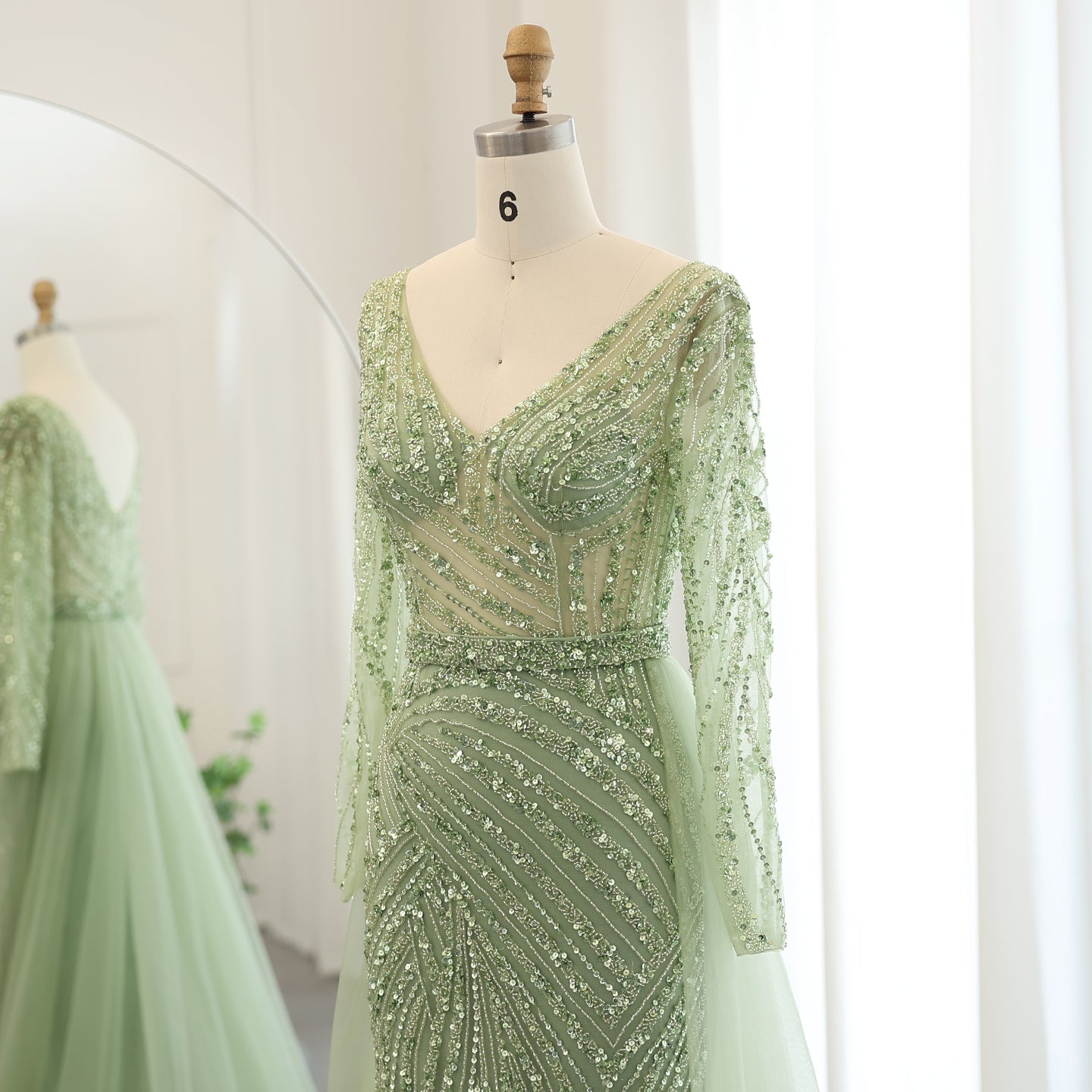 Luxury Blue Mermaid Evening Dresses with Detachable Skirt SS432