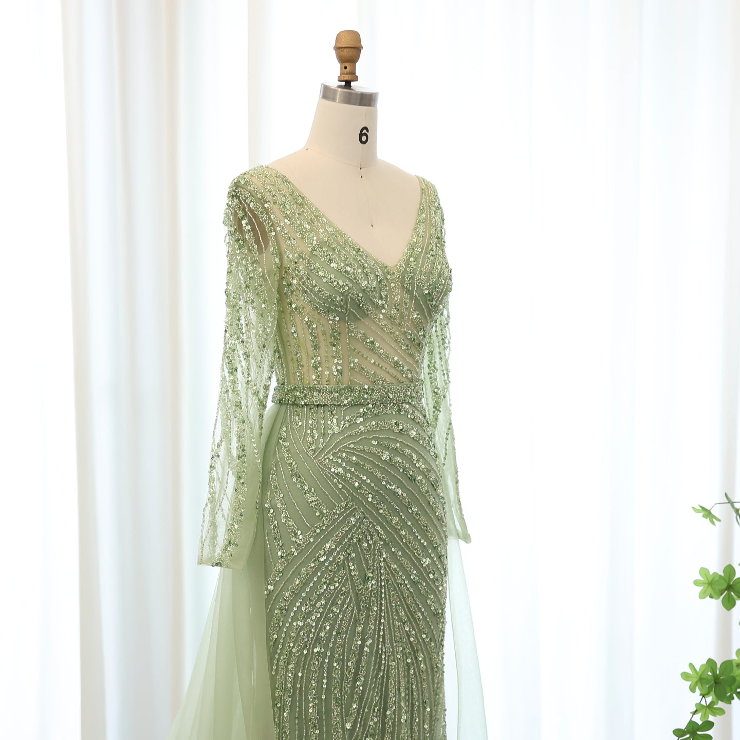 Luxury Blue Mermaid Evening Dresses with Detachable Skirt SS432