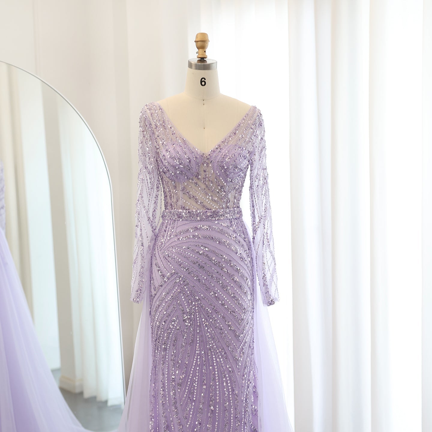 Luxury Blue Mermaid Evening Dresses with Detachable Skirt SS432