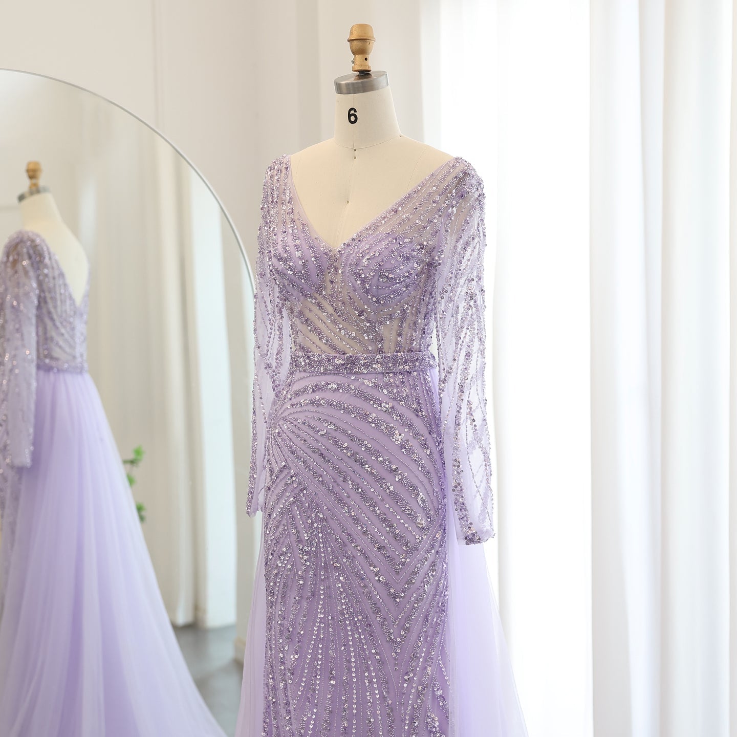 Luxury Blue Mermaid Evening Dresses with Detachable Skirt SS432