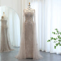 Luxury Champagne Mermaid Evening Dress with Cape Sleeves SS391