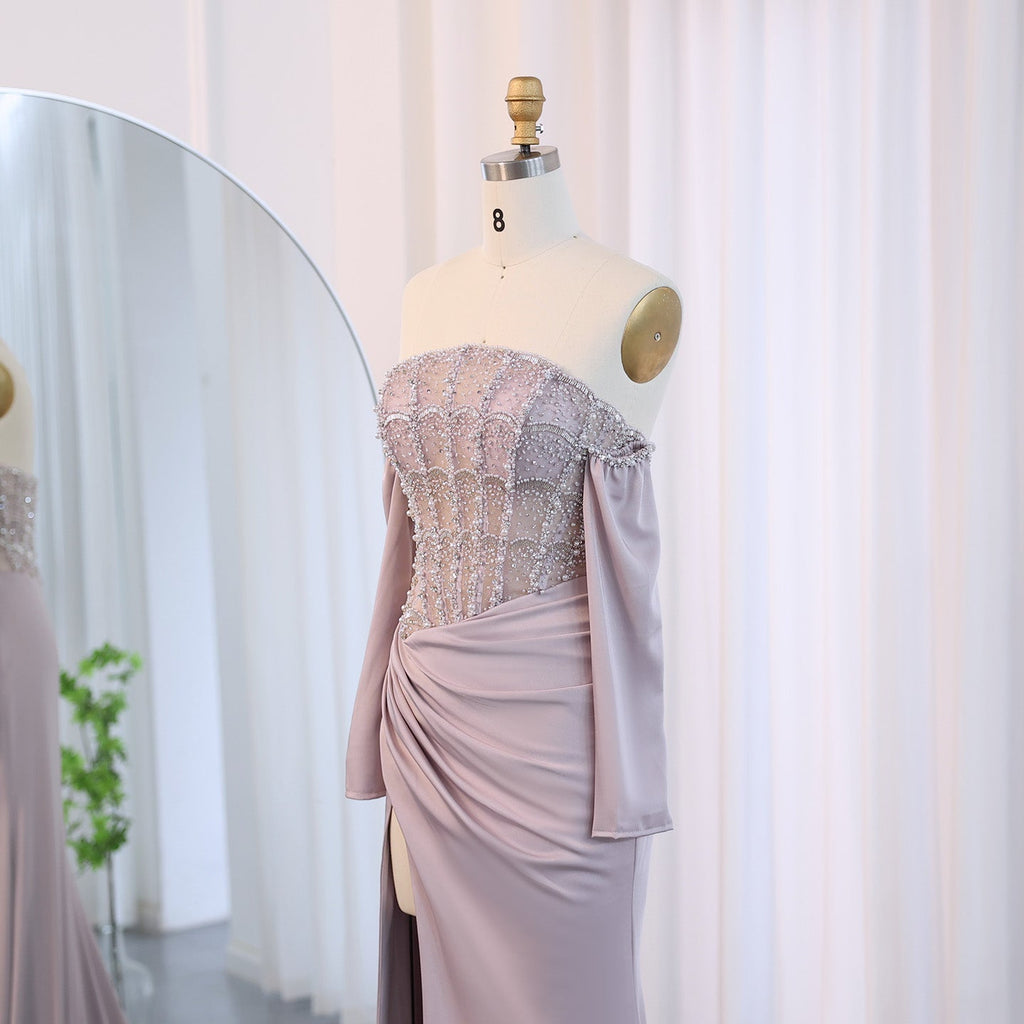 Luxury Mermaid White Evening Dress with High Slit SS416