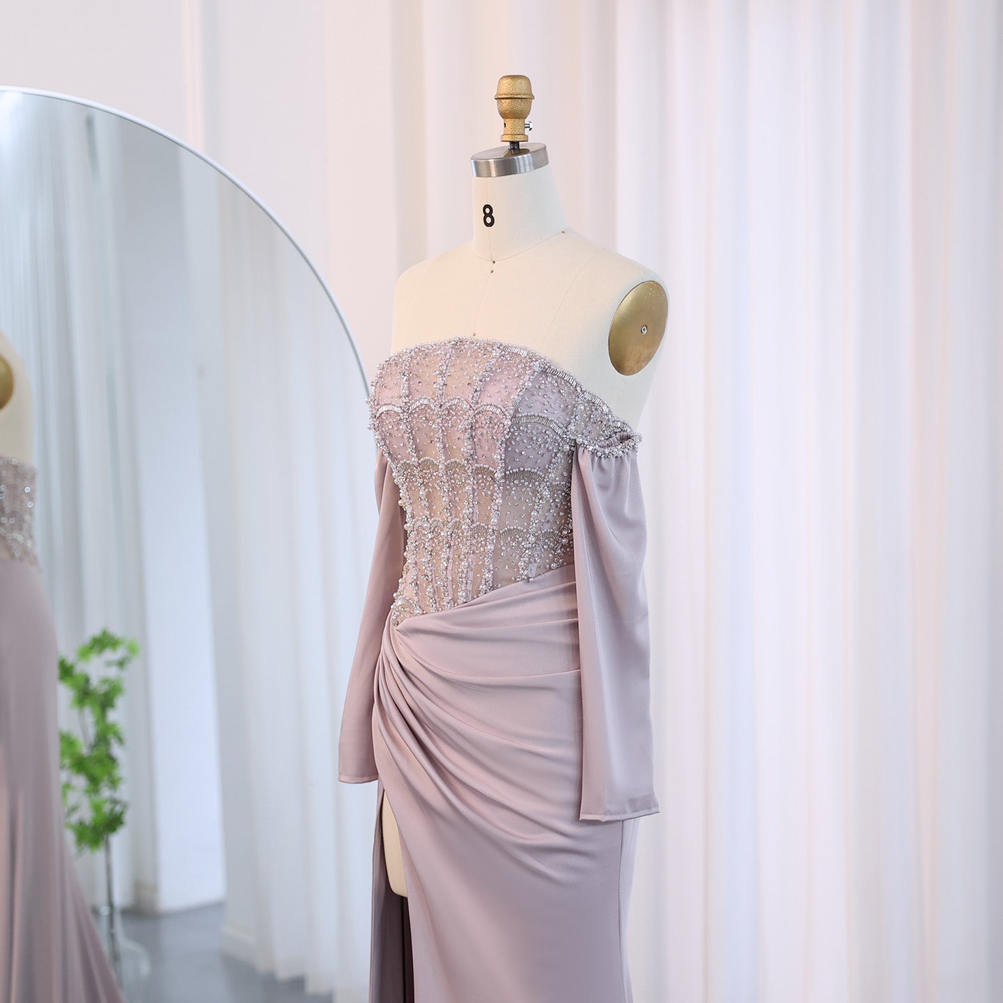 Luxury Mermaid White Evening Dress with High Slit SS416