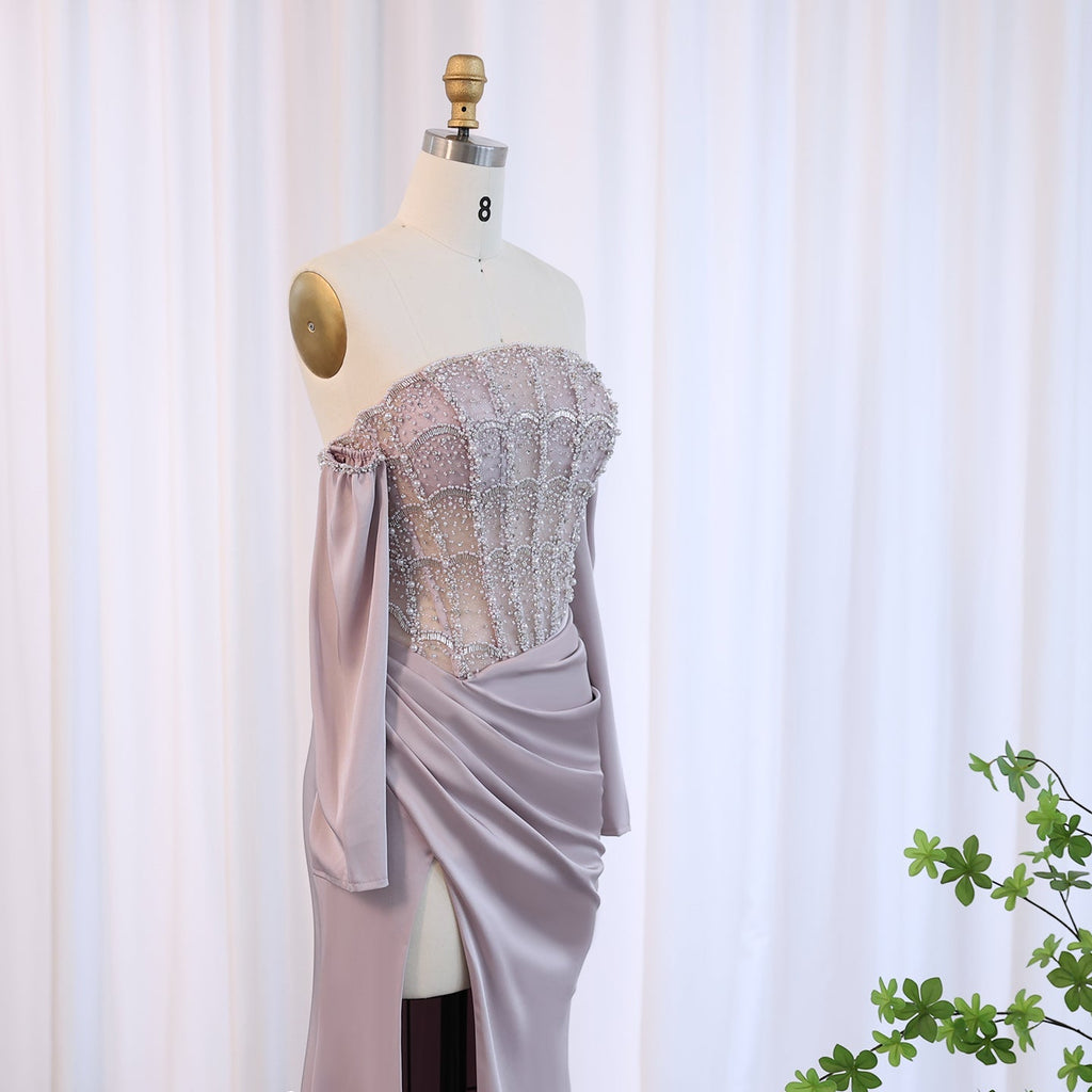 Luxury Mermaid White Evening Dress with High Slit SS416