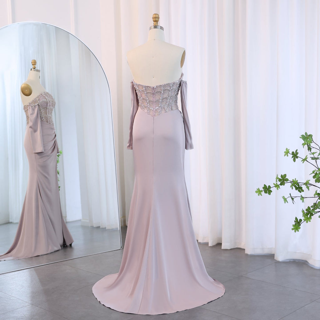 Luxury Mermaid White Evening Dress with High Slit SS416