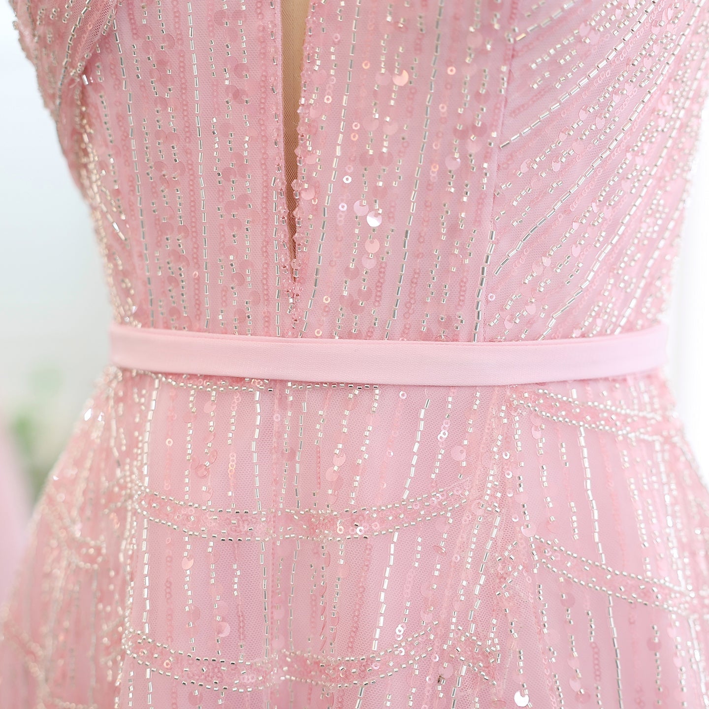 Luxury Beaded Lilac A-Line Long Evening Dress SS329