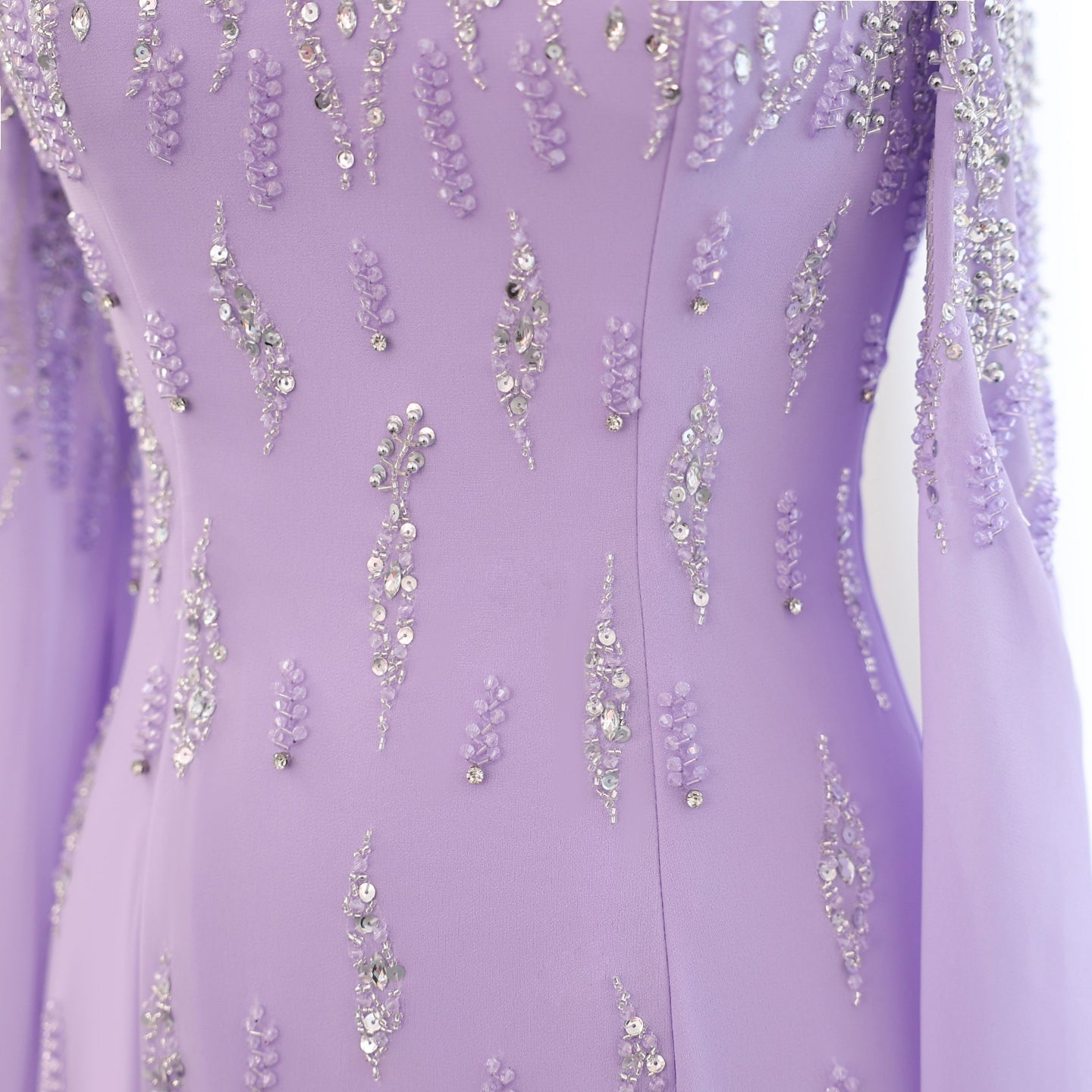 Luxury Beaded Lilac Mermaid Evening Dress with Cape Sleeves SS448