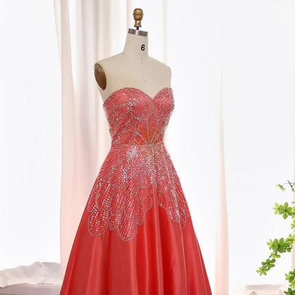 Luxury Beaded Butterfly Pink Strapless Evening Dress SS467