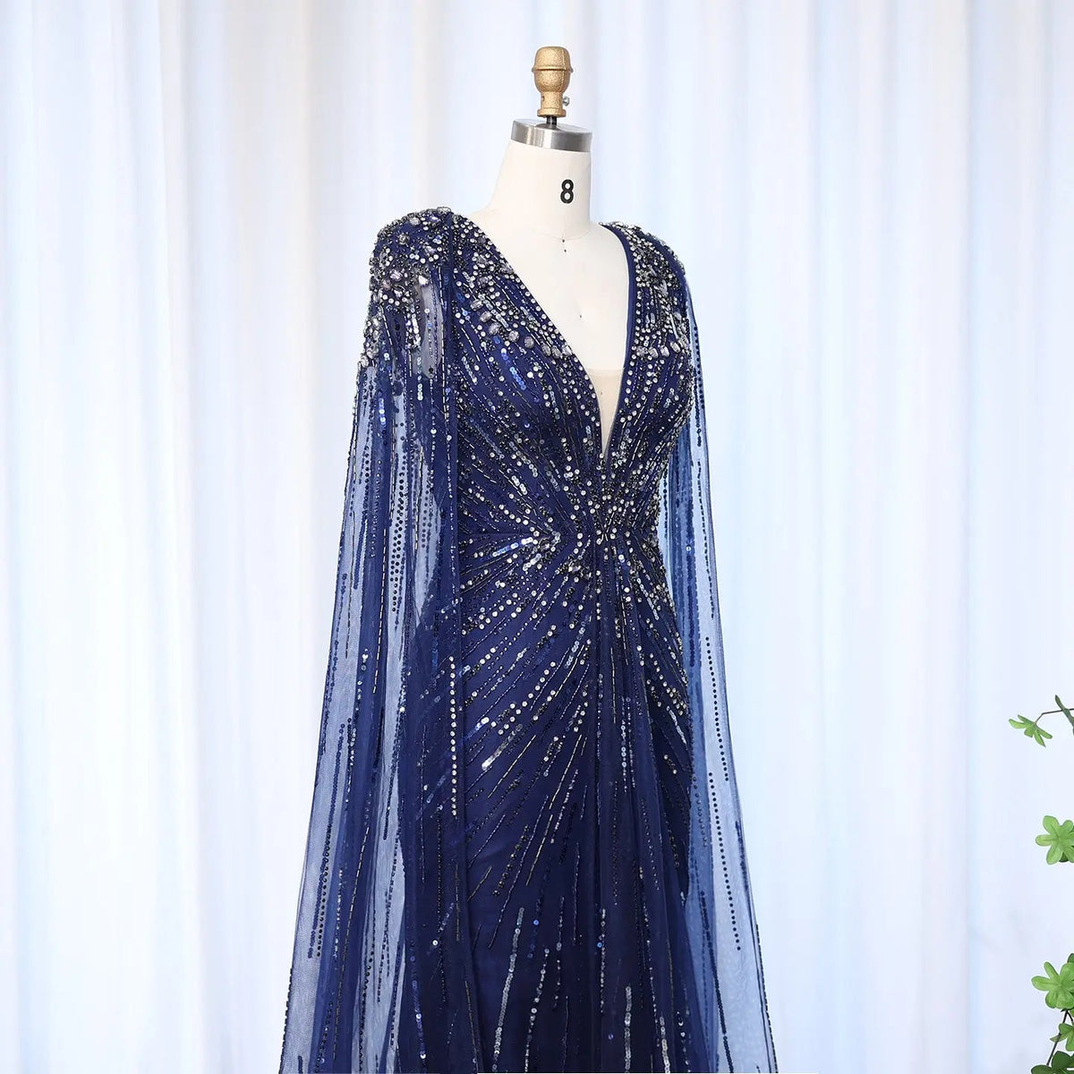 Luxury Dubai Green Evening Dresses with Cape Fuchsia Crystal Gold SS399