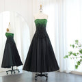 Luxury Beaded Black Strapless Midi Evening Dress SS224