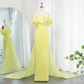 Elegant Light Yellow 3D Flowers Evening Dress with Overskirt SF013