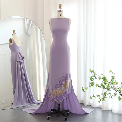 Elegant Coral Pink Butterfly Beaded Evening Dress SS471