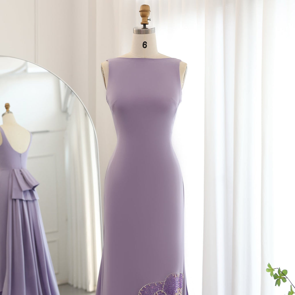 Elegant Beaded Coral Pink Scalloped Evening Dress with Train SS471