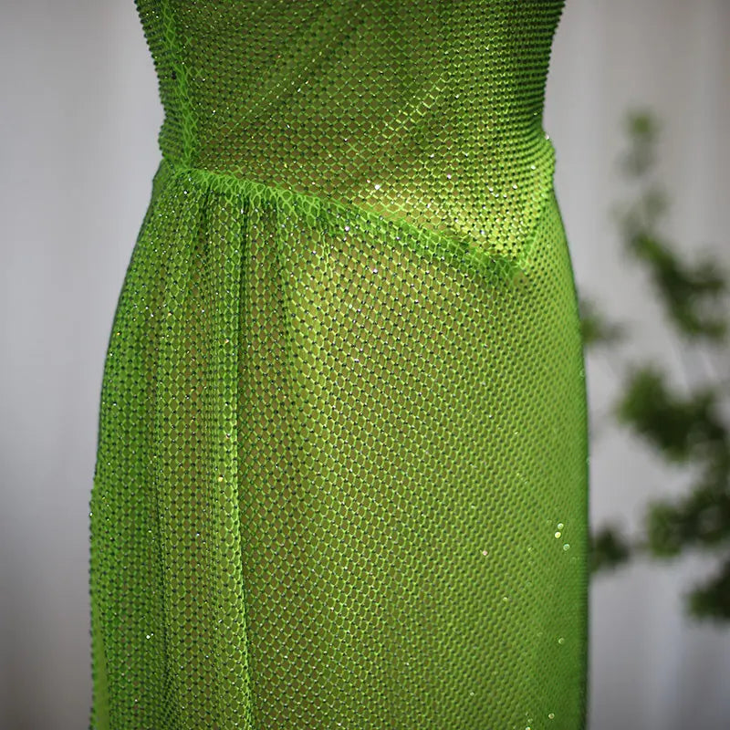 Green Strapless High Slit Cocktail Party Dress RM045