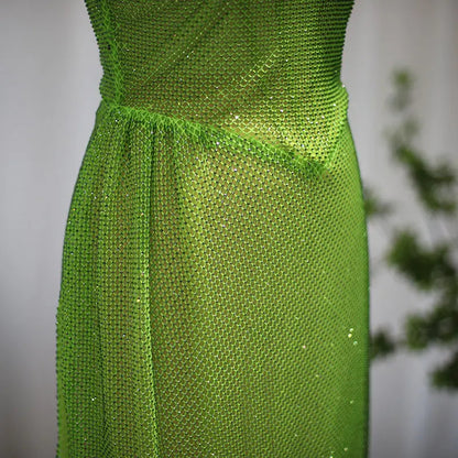 Green Strapless High Slit Cocktail Party Dress RM045