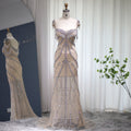 Elegant Crystal Tassel Nude Mermaid Evening Dresses SS358