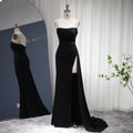 Luxury Crystal Pearls Purple Mermaid Evening Dress with Slit SH022