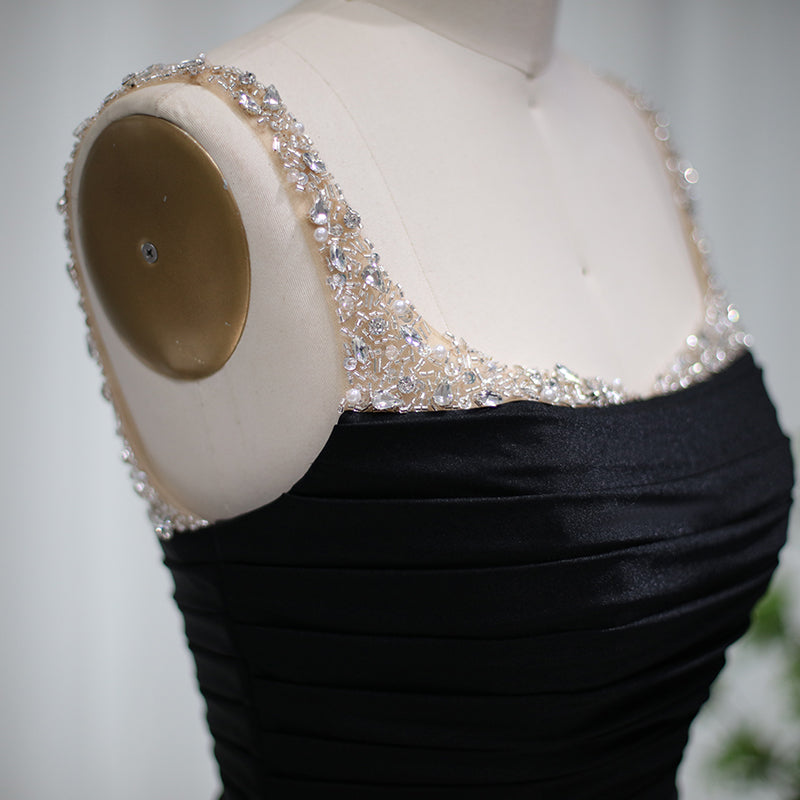 Luxury Crystal Pearls Purple Mermaid Evening Dress with Slit SH022