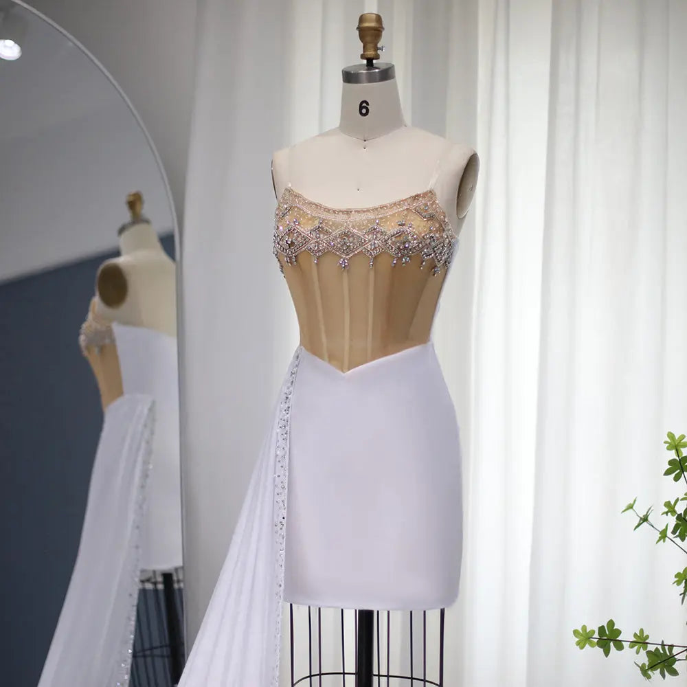 Luxury Crystal Strapless Short Sheath Cocktail Dress RM001