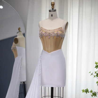 Luxury Crystal Strapless Short Sheath Cocktail Dress RM001