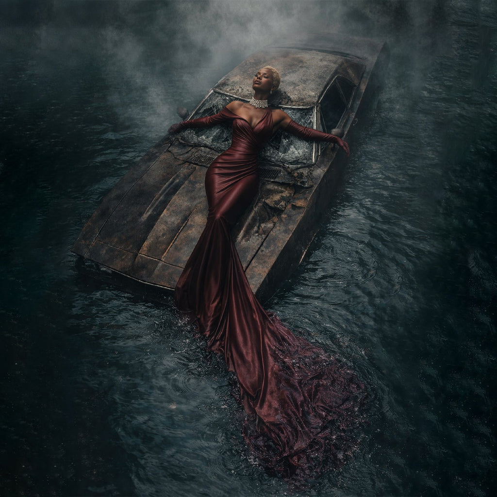 Edgy Burgundy Satin Silk Asymmetry Neck Mermaid Evening Dress SF227
