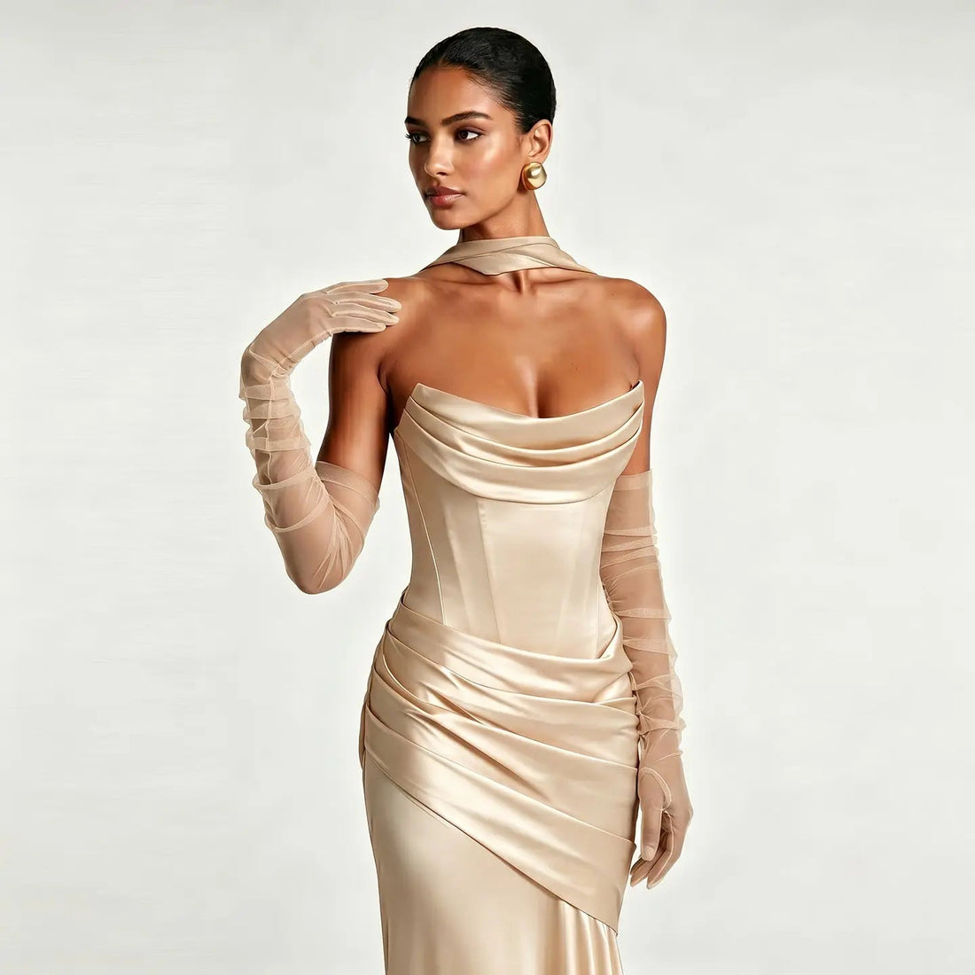 Sheer Tulle Long Gloves For Wedding Prom Bridal GL001