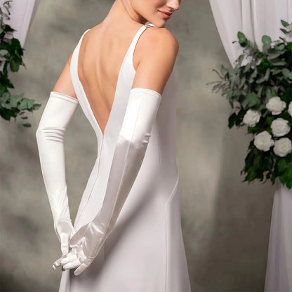 Long Satin Weeding Gloves  Bridal Prom  Accessories GL003