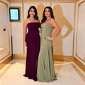 Luxury Fuchsia Strapless Fitted Long Evening Dress SF070