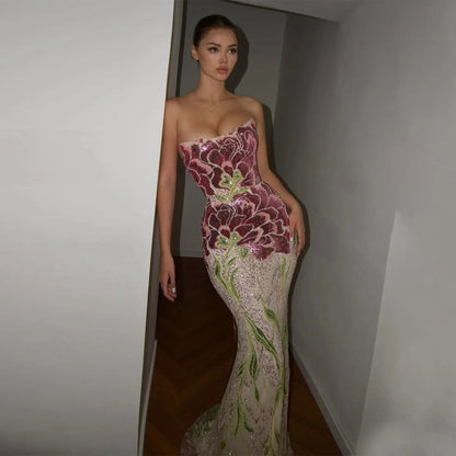 Luxury Purple Green Beaded sequin Cape Train Girls Formal  Evening Dress SS511