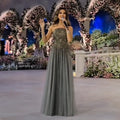 Luxurious Gray Crystal Strapless A-Line Evening Dress SS375