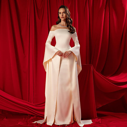Elegant Lvory Off shoulder Evening Dress SF050