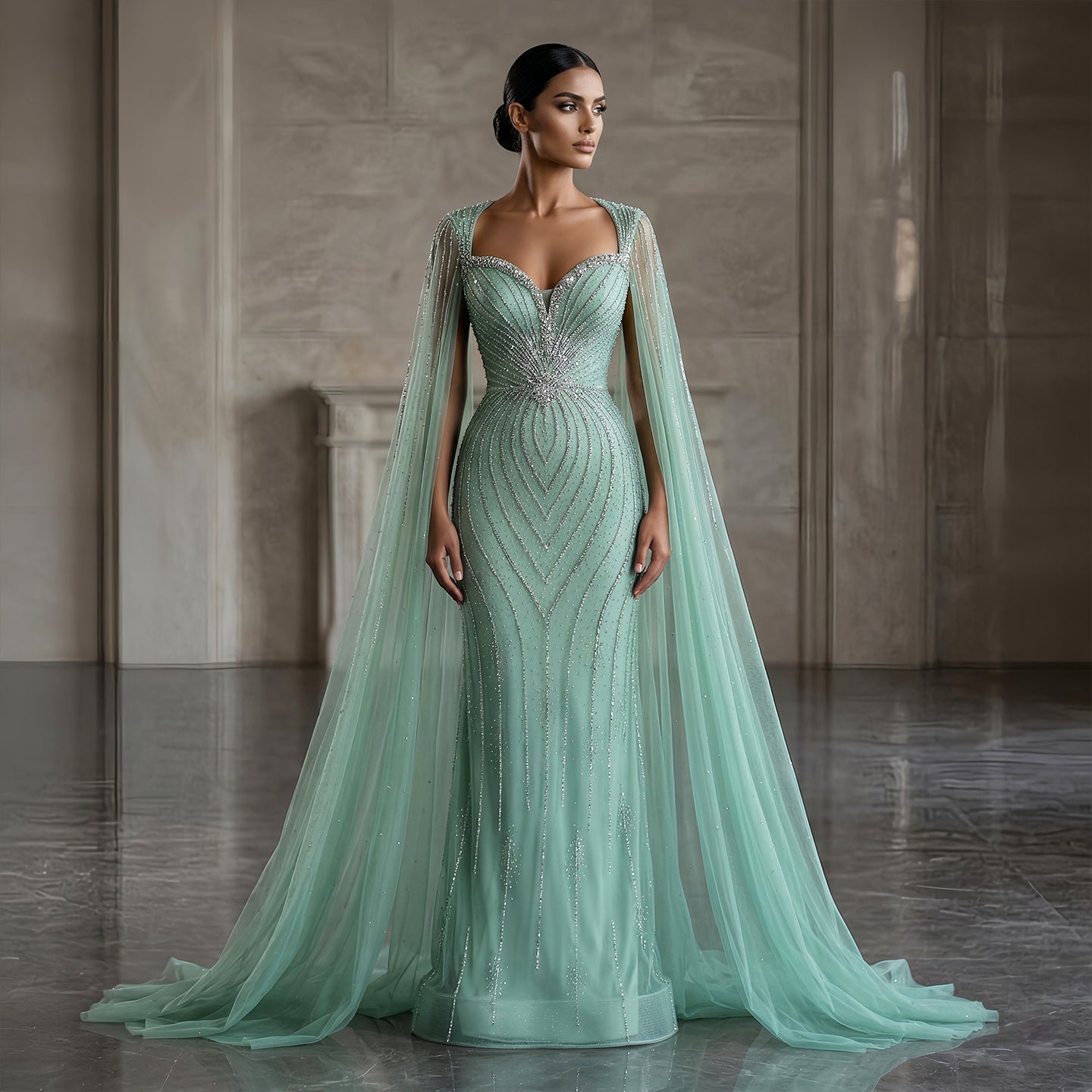 Elegant Pink Sweetheart Beaded Evening Dress with Cape Sleeve SS130