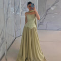 Elegant Sage Green Beaded Beaded Corset Evening Dress with Scarf SF226