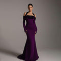 Elegant Halter Purple Long Sleeve Mermaid Evening Dress SF345